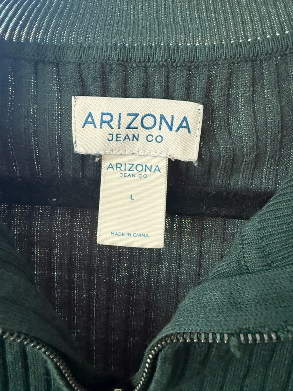 Arizona Jean Company Dark Green Ribbed Half-Zip Sweater - Picture 2 of 5